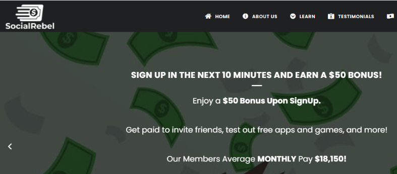 is social rebel legitimate homepage image